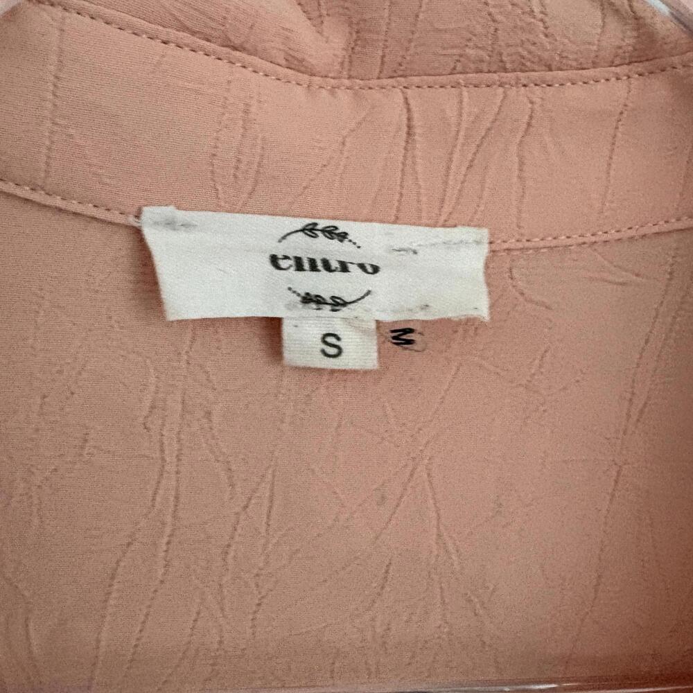 entro | Women’s Oversized Long Sleeve Button Front Gather Peach Shirt Size S - Picture 4 of 7